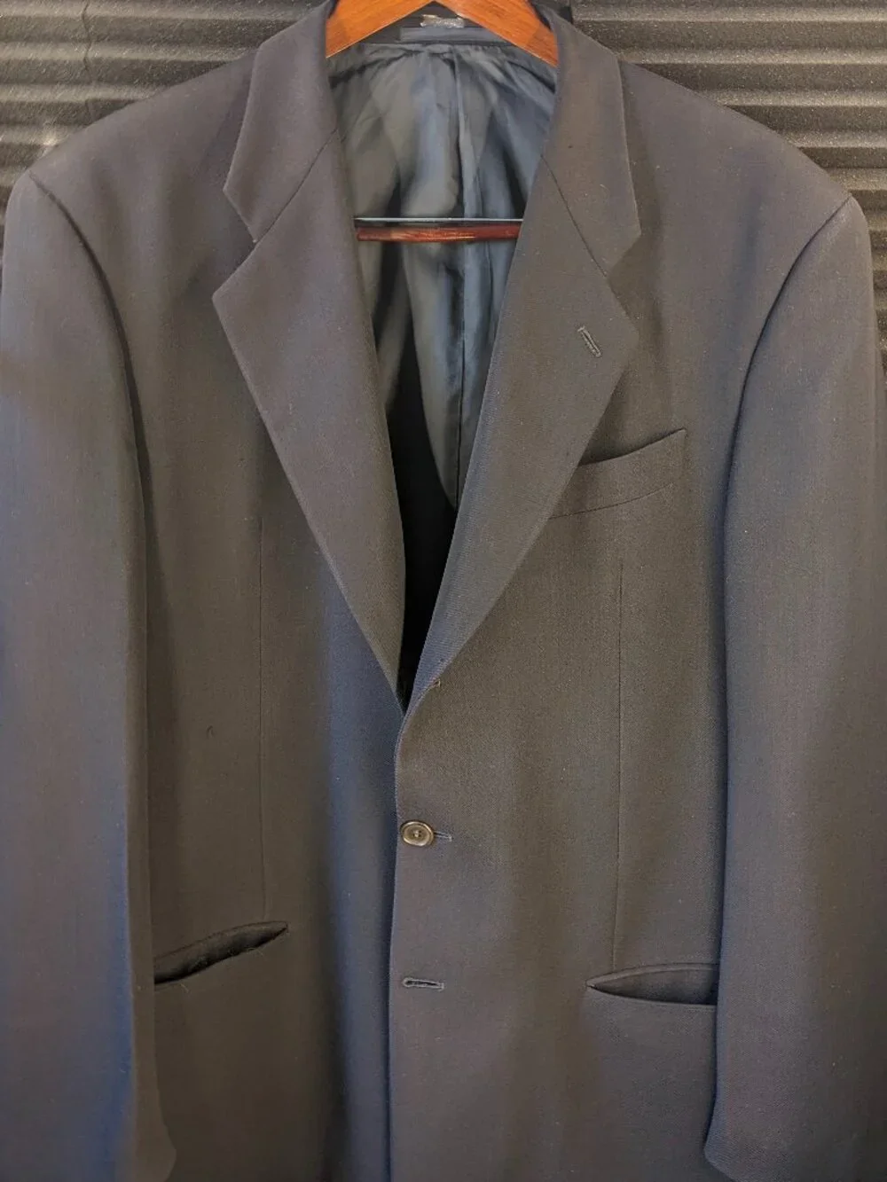 [Giorgio Armani Le Collezioni | Size 43L] Navy Blue 100% Wool Suit Jacket